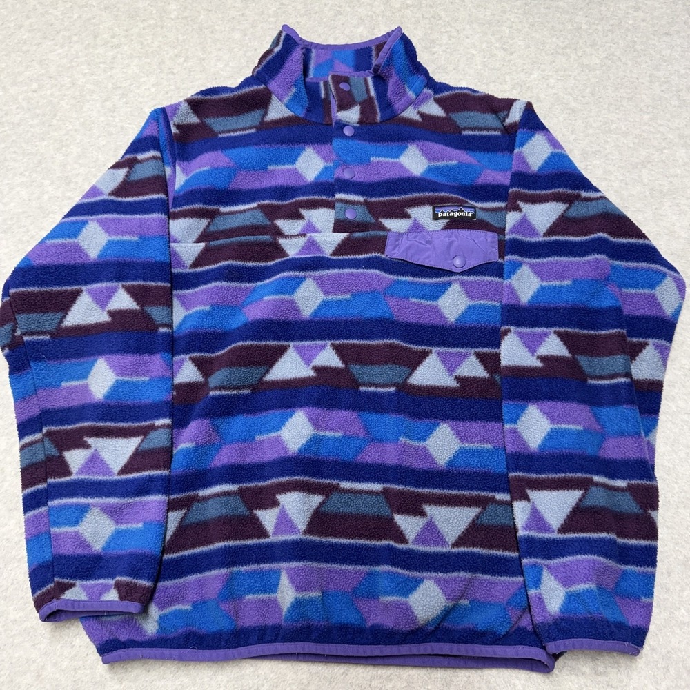 Patagonia Synchilla Snap-T Sweater Womens M Purple Guatemalan Tango Aztec Hiking